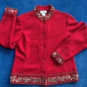 Talbots petites wool embroidered jacket mature Victorian‎ beaded quality M